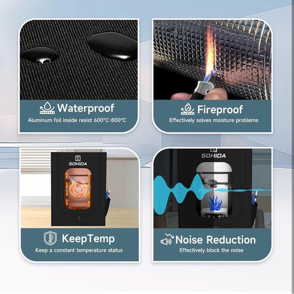 3D Printer Enclosure, Printer Cover with 72mm Exhaust port 25.59"x21.65"x29.53 - Picture 5 of 10